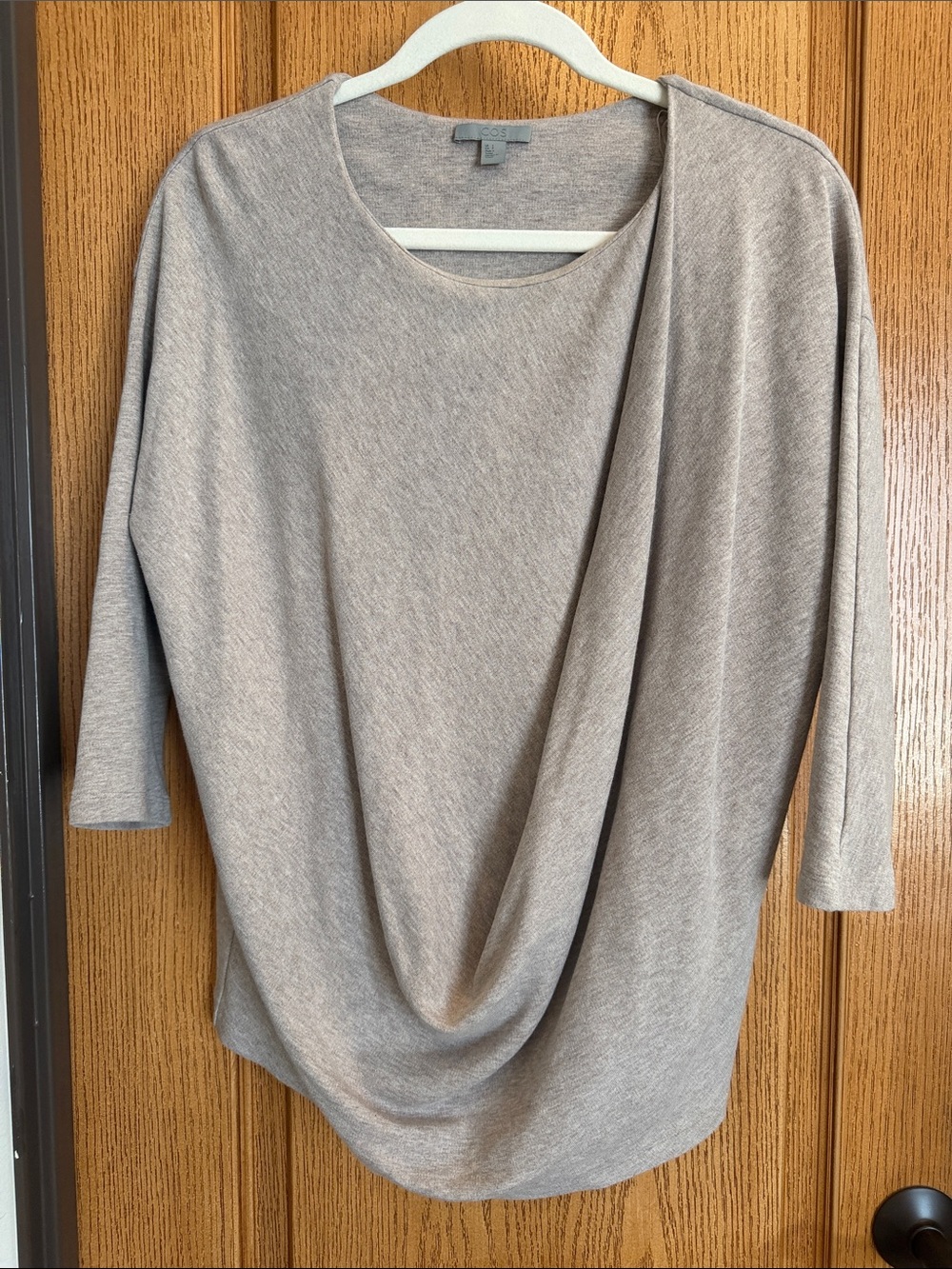 COS Taupe Draped Knit Top S